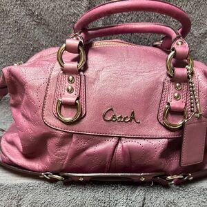 Coach Metallic Pink Leather Satchel